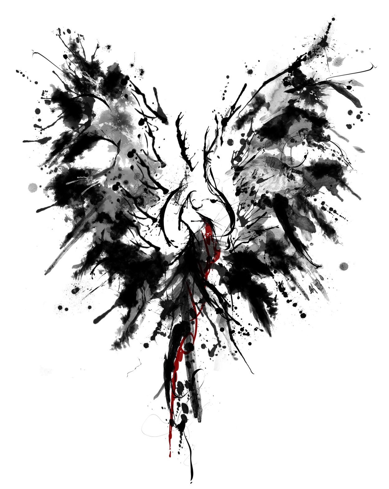 Black and white image of a Phoenix by https://pixabay.com/users/johannairis-1979488/
